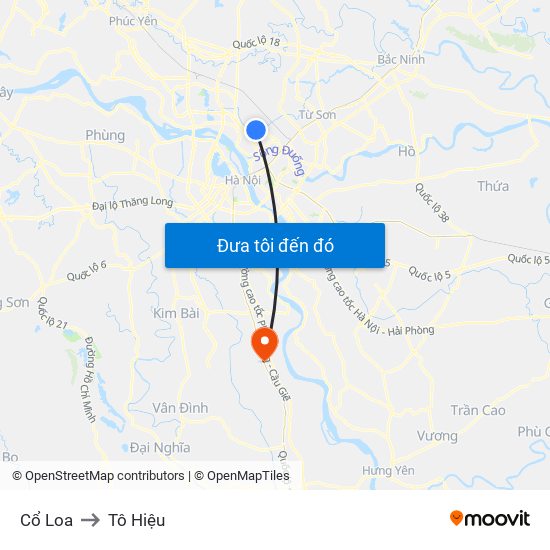 Cổ Loa to Tô Hiệu map