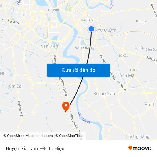 Huyện Gia Lâm to Tô Hiệu map