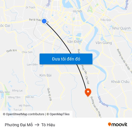 Phường Đại Mỗ to Tô Hiệu map