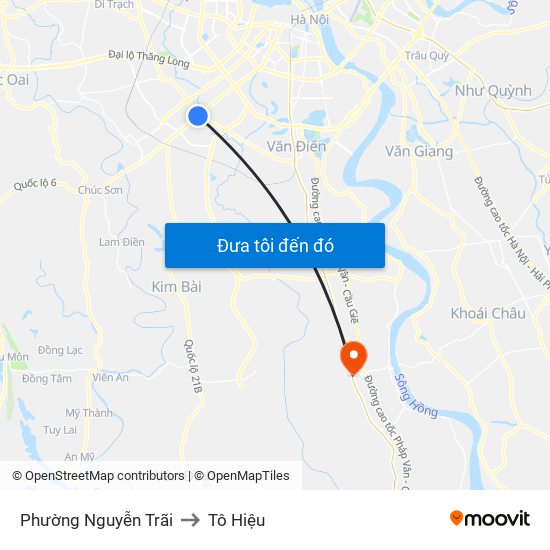 Phường Nguyễn Trãi to Tô Hiệu map
