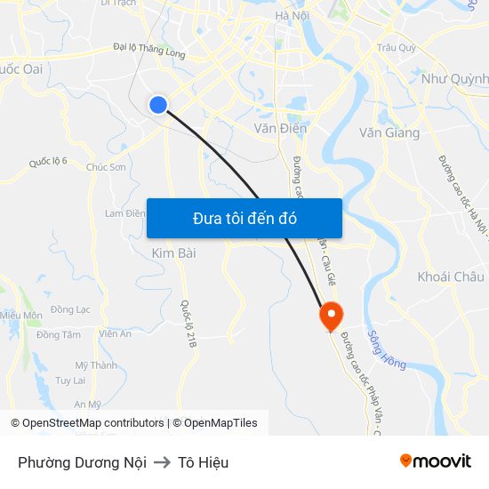 Phường Dương Nội to Tô Hiệu map