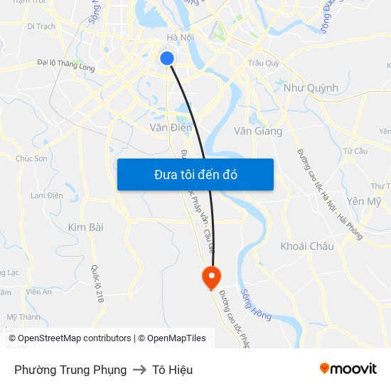 Phường Trung Phụng to Tô Hiệu map