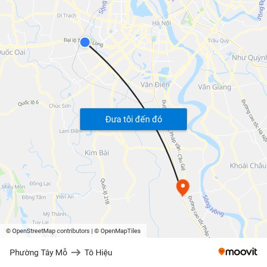 Phường Tây Mỗ to Tô Hiệu map