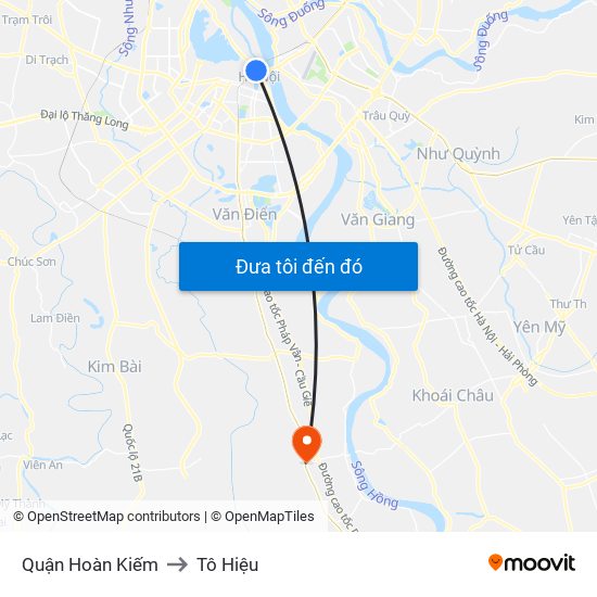 Quận Hoàn Kiếm to Tô Hiệu map