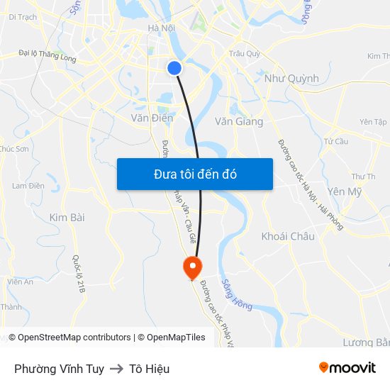 Phường Vĩnh Tuy to Tô Hiệu map