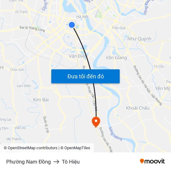 Phường Nam Đồng to Tô Hiệu map