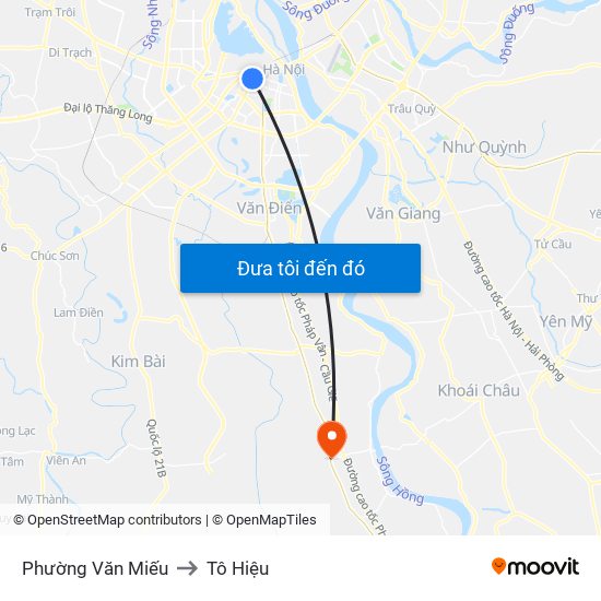 Phường Văn Miếu to Tô Hiệu map