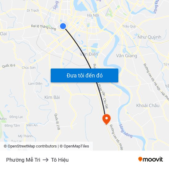 Phường Mễ Trì to Tô Hiệu map