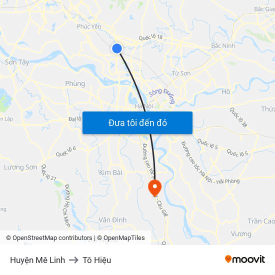 Huyện Mê Linh to Tô Hiệu map