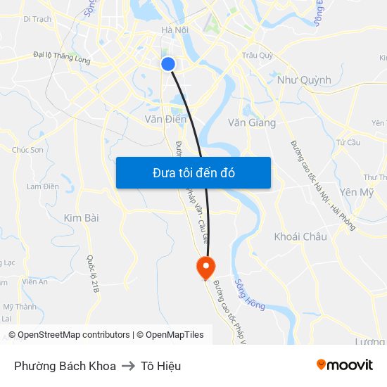 Phường Bách Khoa to Tô Hiệu map