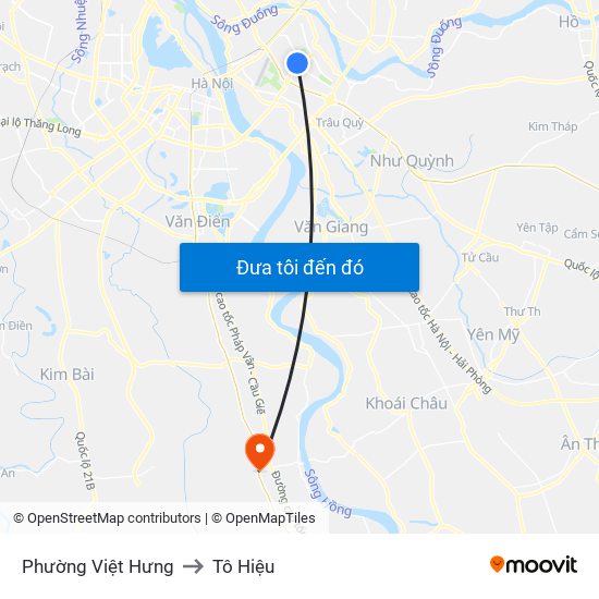 Phường Việt Hưng to Tô Hiệu map