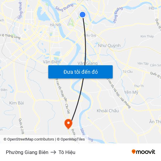 Phường Giang Biên to Tô Hiệu map