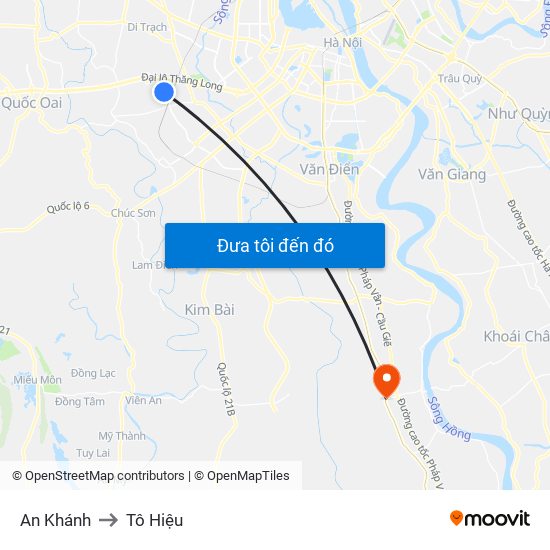 An Khánh to Tô Hiệu map