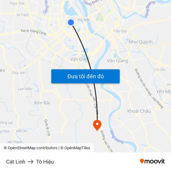 Cát Linh to Tô Hiệu map