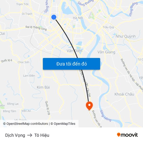 Dịch Vọng to Tô Hiệu map