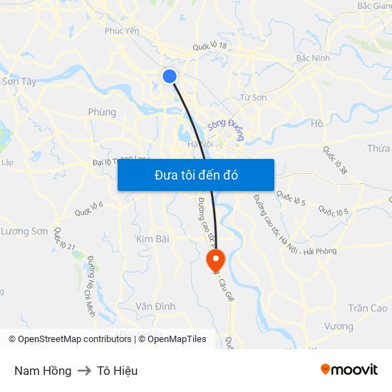 Nam Hồng to Tô Hiệu map