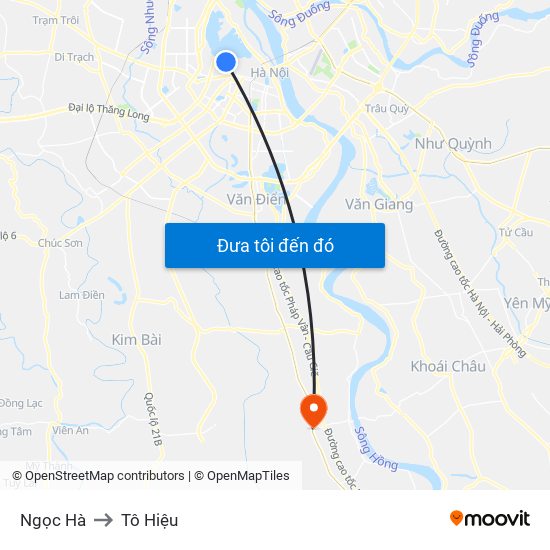 Ngọc Hà to Tô Hiệu map