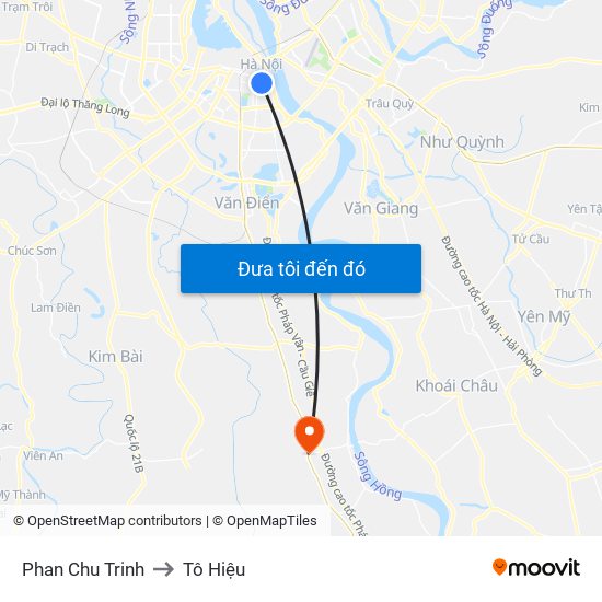 Phan Chu Trinh to Tô Hiệu map