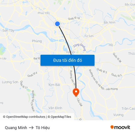 Quang Minh to Tô Hiệu map