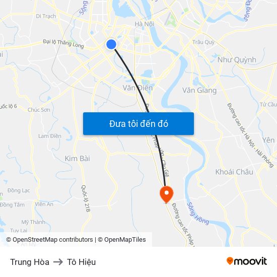 Trung Hòa to Tô Hiệu map