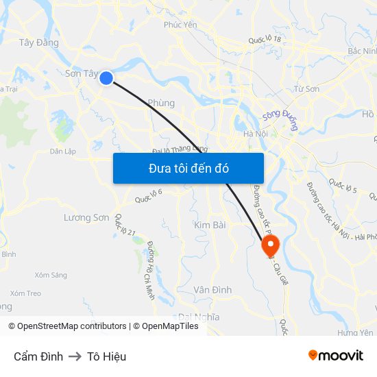 Cẩm Đình to Tô Hiệu map