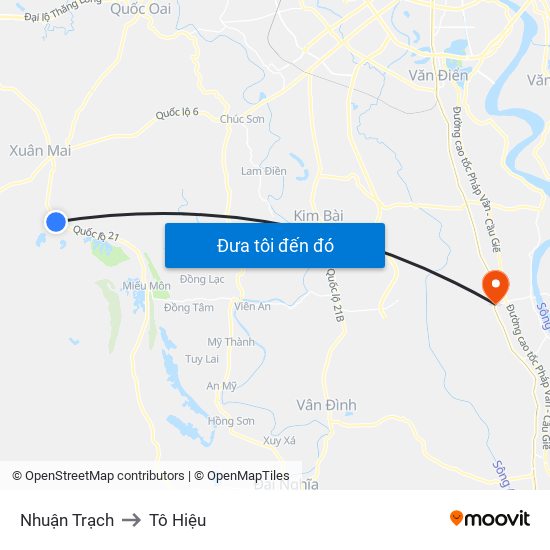 Nhuận Trạch to Tô Hiệu map