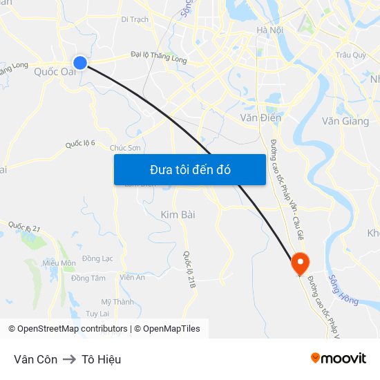 Vân Côn to Tô Hiệu map