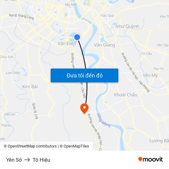 Yên Sở to Tô Hiệu map