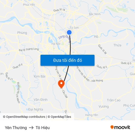 Yên Thường to Tô Hiệu map