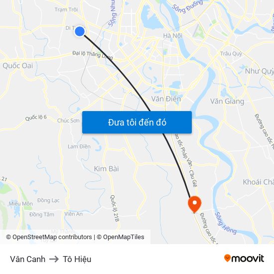 Vân Canh to Tô Hiệu map