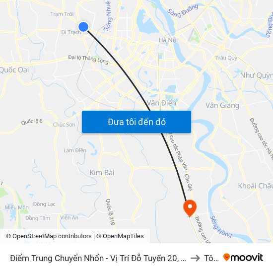 Điểm Trung Chuyển Nhổn - Vị Trí Đỗ Tuyến 20, 29, 32 (Chiều Sơn Tây - Hà Nội)- Đường 32 to Tô Hiệu map
