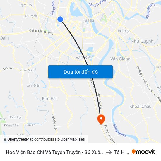 Học Viện Báo Chí Và Tuyên Truyền - 36 Xuân Thủy to Tô Hiệu map