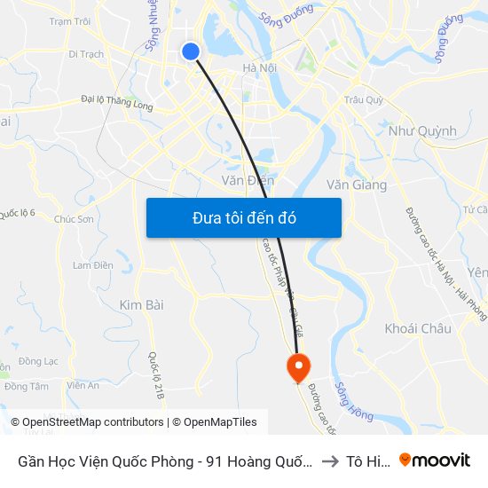 Gần Học Viện Quốc Phòng - 91 Hoàng Quốc Việt to Tô Hiệu map