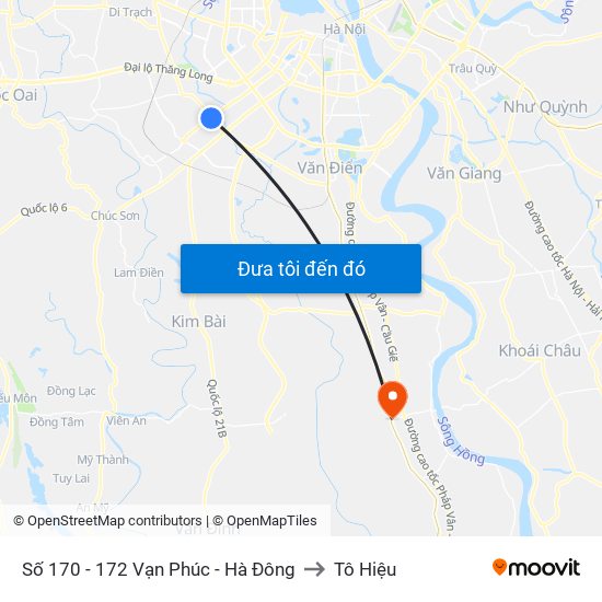 Số 170 - 172 Vạn Phúc - Hà Đông to Tô Hiệu map