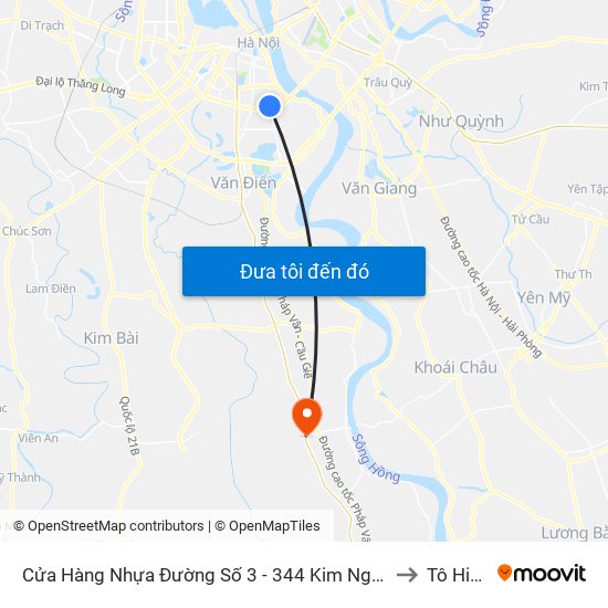 Cửa Hàng Nhựa Đường Số 3 - 344 Kim Ngưu to Tô Hiệu map