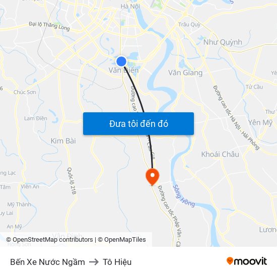 Bến Xe Nước Ngầm to Tô Hiệu map