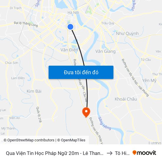 Qua Viện Tin Học Pháp Ngữ 20m - Lê Thanh Nghị to Tô Hiệu map