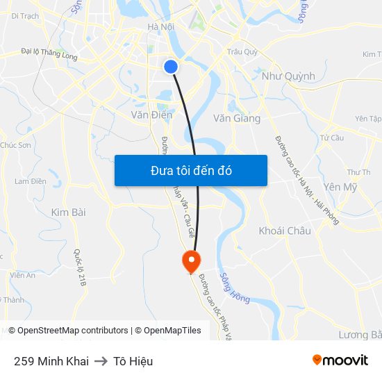 259 Minh Khai to Tô Hiệu map