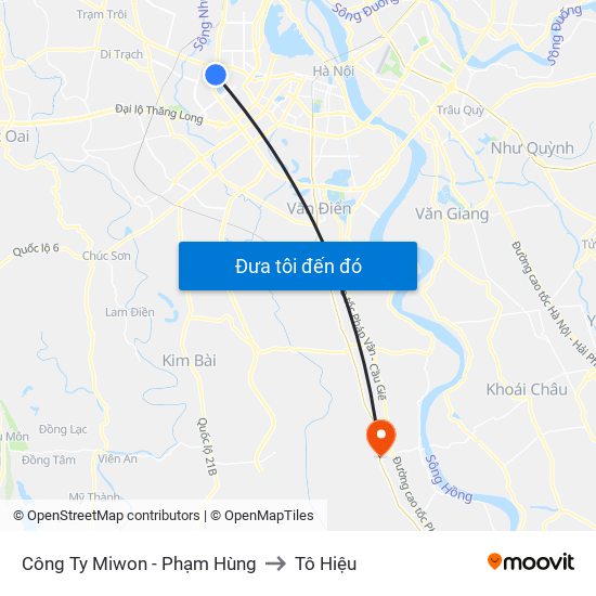 Công Ty Miwon - Phạm Hùng to Tô Hiệu map