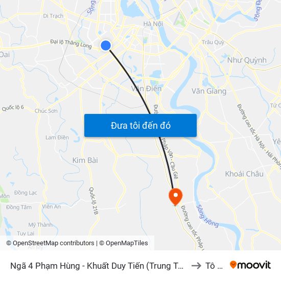 Ngã 4 Phạm Hùng - Khuất Duy Tiến (Trung Tâm Hội Nghị Quốc Gia) to Tô Hiệu map