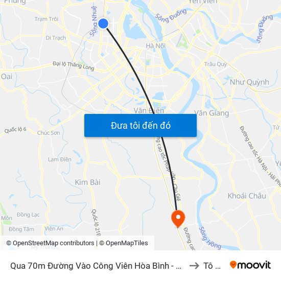 Qua 70m Đường Vào Công Viên Hòa Bình - Phạm Văn Đồng to Tô Hiệu map