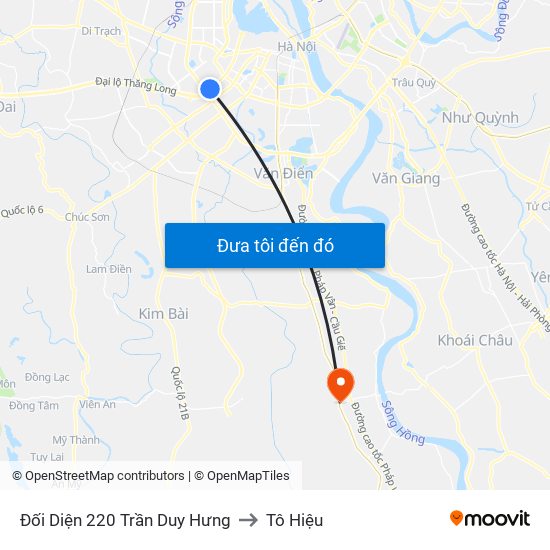 Đối Diện 220 Trần Duy Hưng to Tô Hiệu map