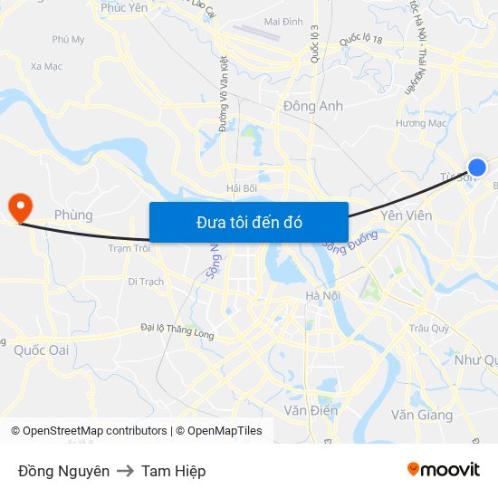 Đồng Nguyên to Tam Hiệp map