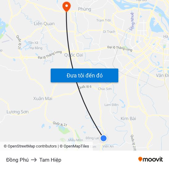 Đồng Phú to Tam Hiệp map