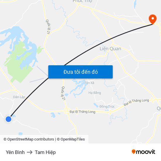 Yên Bình to Tam Hiệp map