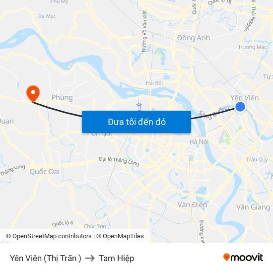 Yên Viên (Thị Trấn ) to Tam Hiệp map