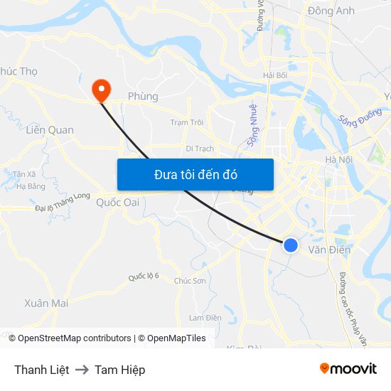 Thanh Liệt to Tam Hiệp map