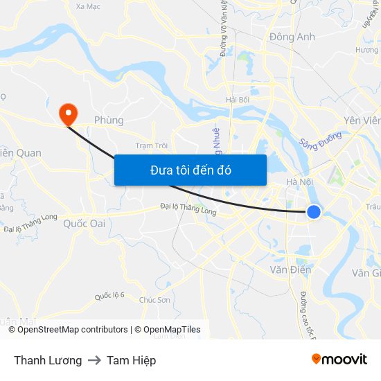 Thanh Lương to Tam Hiệp map