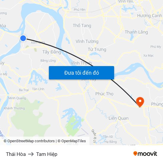 Thái Hòa to Tam Hiệp map
