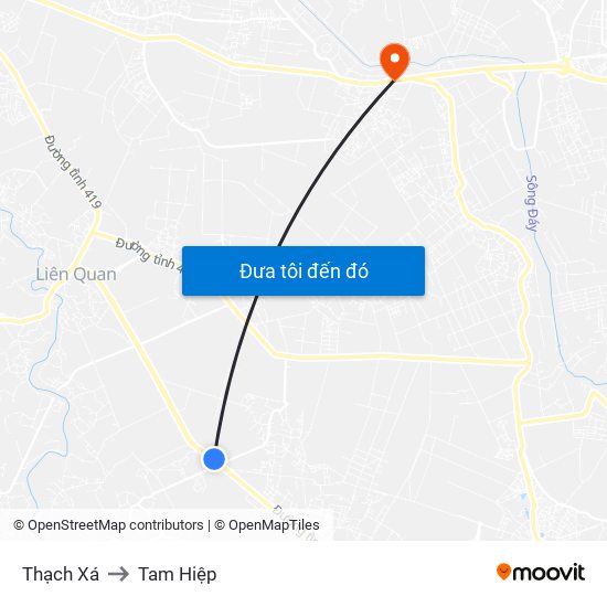 Thạch Xá to Tam Hiệp map